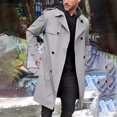 thumbnail image 1 of Men's Trench Coat Notched Lapel Belted Windbreaker Long Jacket Windproof Comfortable Durable Overcoat, M, 1 of 6