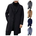 thumbnail image 1 of Men's Trench Coat Wool Blend Notched Collar Single Breasted Overcoat Business Casual Winter Jacket with Pockets for Christmas Holiday,Black,L, 1 of 5