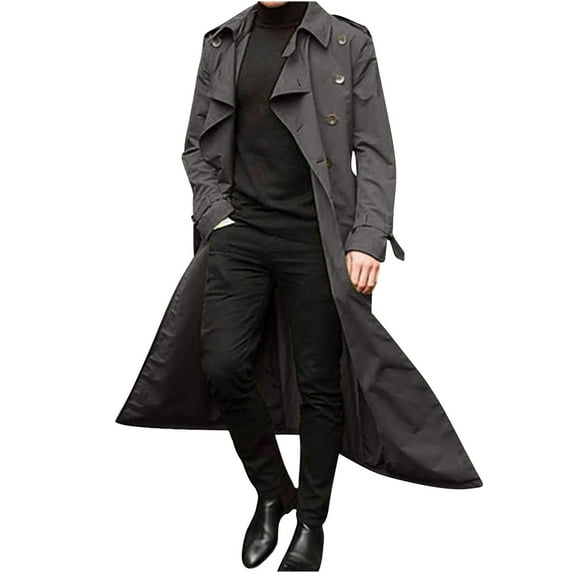 Men's Trench Coats Double Breasted Belted Trench Coat Juniors Oversized Casual windbreaker Lapel Long Jacket Overcoats