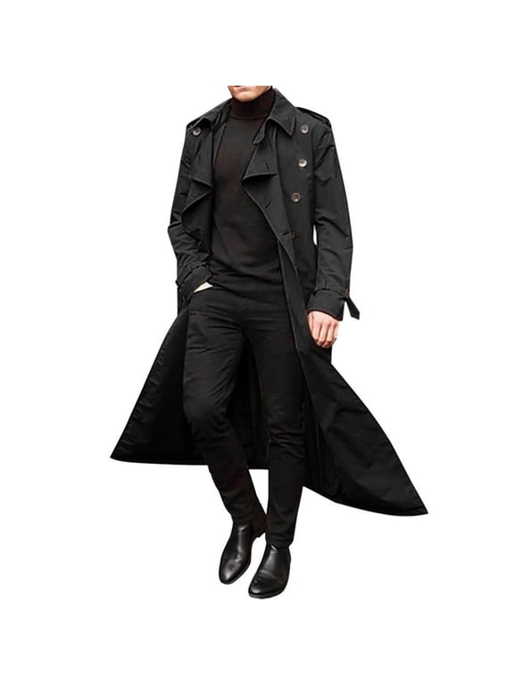 Men's Trench Rain Coats Waterproof Winter Trenchcoats Lapel Long Jackets Double Breasted Overcoat Soft Elegant Windbreaker