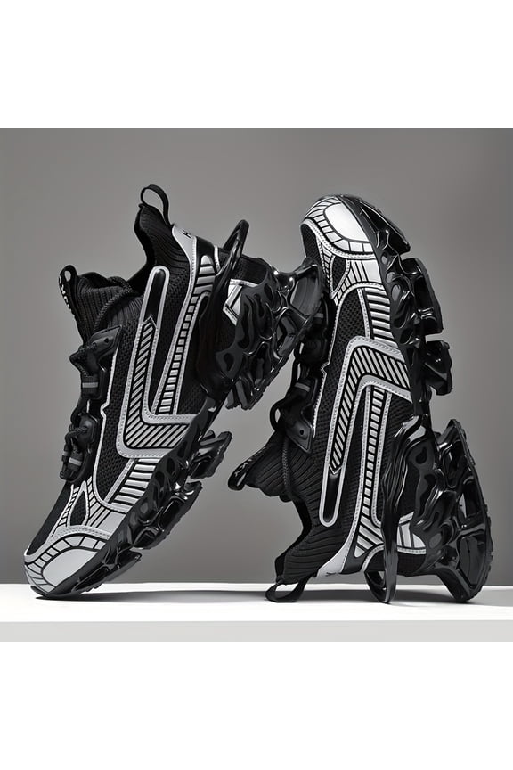 Men's Trendy Blade Type Shoes Shock Absorption Striped Comfy Outdoor Running Workout Hiking All Seasons