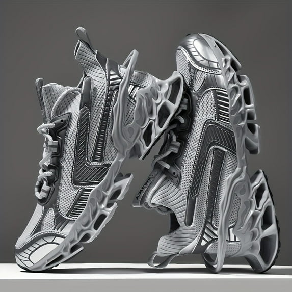 Men's Trendy Blade Type Shoes Shock Absorption Striped Comfy Outdoor Running Workout Hiking All Seasons