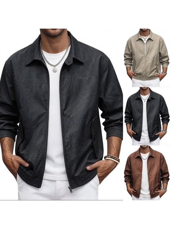 Men's Trendy Casual Fixian Handsome Lapel Jacket Lightweight Polyester Blend Blazer Sport Coat All-Match Fashion Essential | JASKFLY,Black L