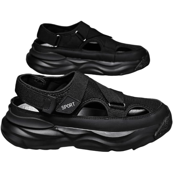 Men's Trendy Close Toe Breathable Sandals, Comfy Durable Beach Water Shoes for Men's Outdoor Activities, Summer