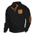 thumbnail image 1 of Men's Trendy Color Block Pullover Textured Vintage Collar Sweater Long Sleeve Sweatshirt with Elbow Patches, 1 of 5
