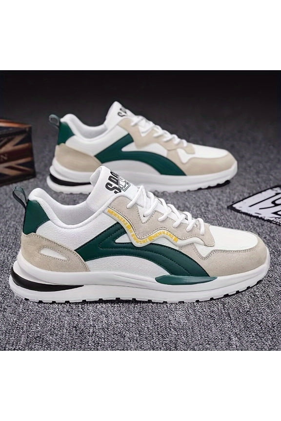 Men's Trendy Colour Block Chunky Shoes, Comfy Non Slip Durable Soft Sole Sneakers For Men's Outdoor Activities