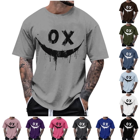 Namayuj Men's Trendy Graphic Short Sleeve Tshirts Summer Plus Size Loose Fit Round Neck Tees Dressy Casual Stretchy Comfort Tops