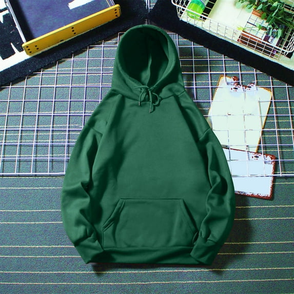 Men's Trendy Hoodies Soft Cotton Sweatshirt Long Sleeve Casual Lightweight Plain Pullover Fall Winter Tops (S, Green)