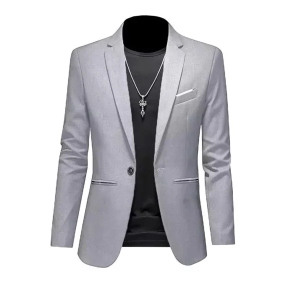 Men's Trendy Leisure Boutique Suit Jacket Autumn Casual Business Slim Fit Non-ironing Single Button Suit Solid Formal Blouse