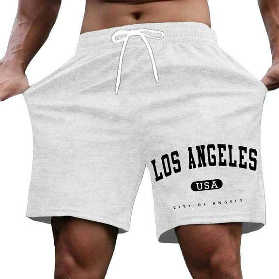 Men's Trendy Letter Print Casual Shorts Breathable Polyester Summer Shorts