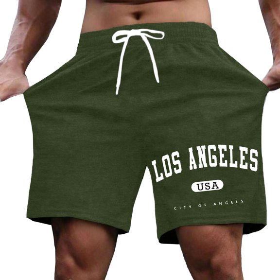 Men's Trendy Letter Print Casual Shorts Breathable Polyester Summer Shorts