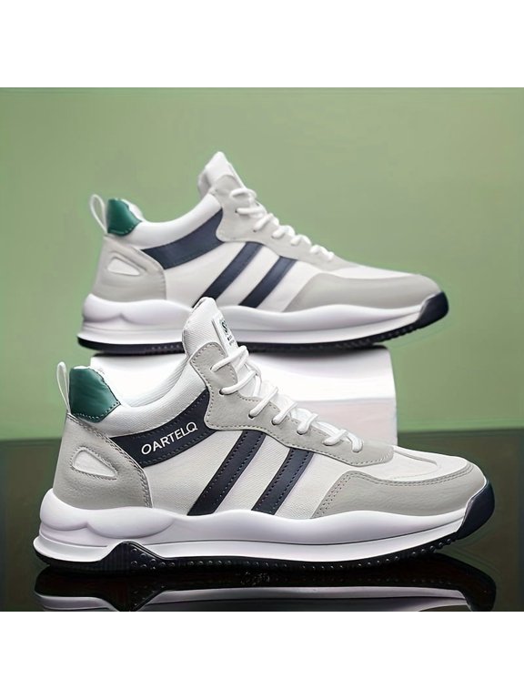 Men's Trendy Middle Top Lace Up Sneakers - Non Slip Comfy Durable Jogging Shoes For Outdoor Casual Activities Traveling