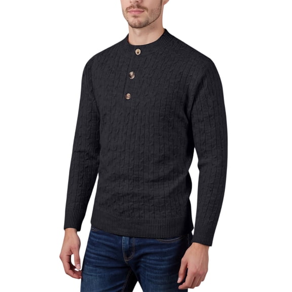 Men's Trendy Relaxed Fit Long Sleeve Knitted Pullover, Black XL