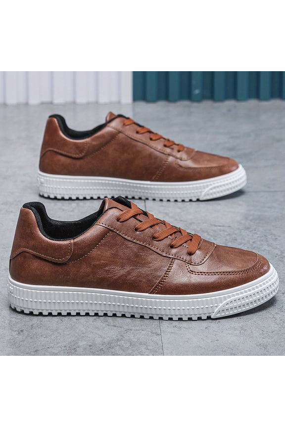 Men's Trendy Round Toe Lace-Up Wear-resistant Non-Slip Smart Casual Shoes