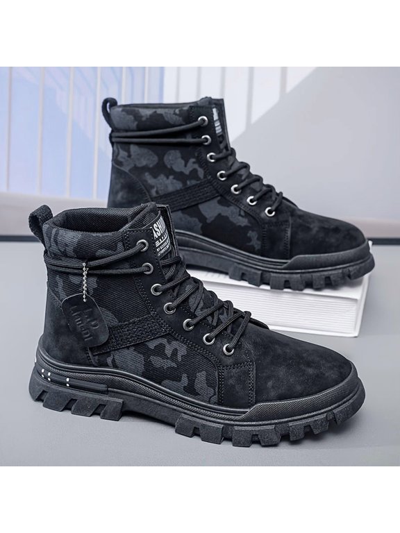 Men's Trendy Slip-Resistant Casual Sneakers - Mid-Top PU Upper with Zipper Closure, Breathable Fabric Lining & EVA Cushion, Durable PVC Sole - All-Season Urban Streetwear Shoes for Daily Wear