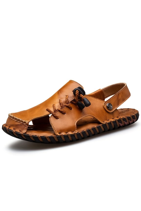 Men's Trendy Solid Colour Close Toe Breathable Sandals, Comfy Non Slip Durable Rubber Sole Casual Beach Water Shoes For Men's Outdoor Activities