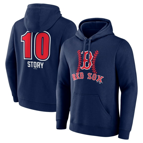Men's Trevor Story Navy Boston Red Sox Fastball Player Name & Number Pullover Hoodie