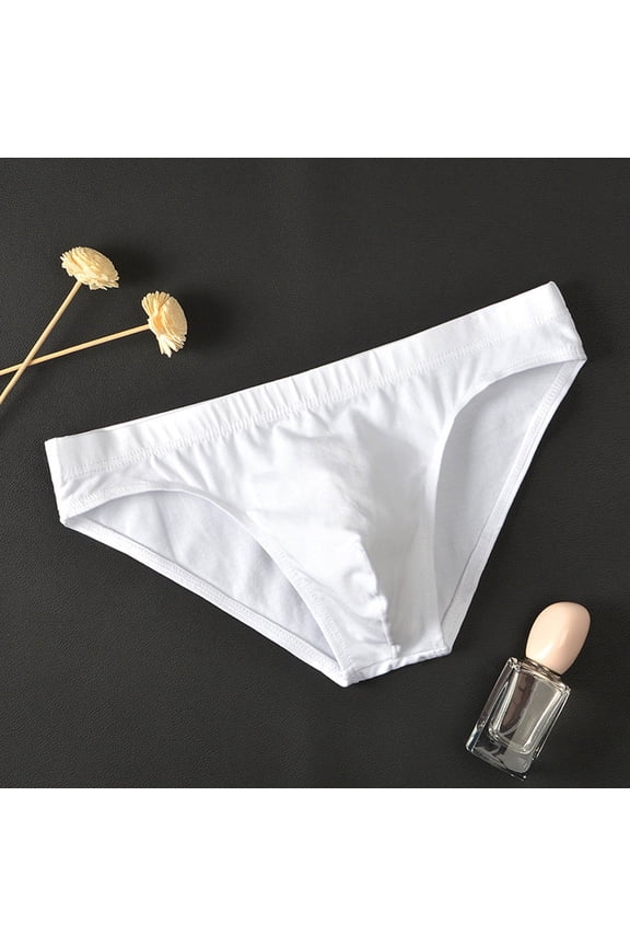 Men's Triangle Pants Novelty Underwear with Ice Silk and Front Open Design Low Rise Briefs for Daily Wear and, M, White