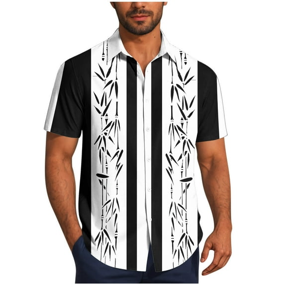 Men's Tribal Print T Shirt Button Down Short Sleeve Beach Hawaii Shirts Summer Lightweight Vintage Collar Blouse