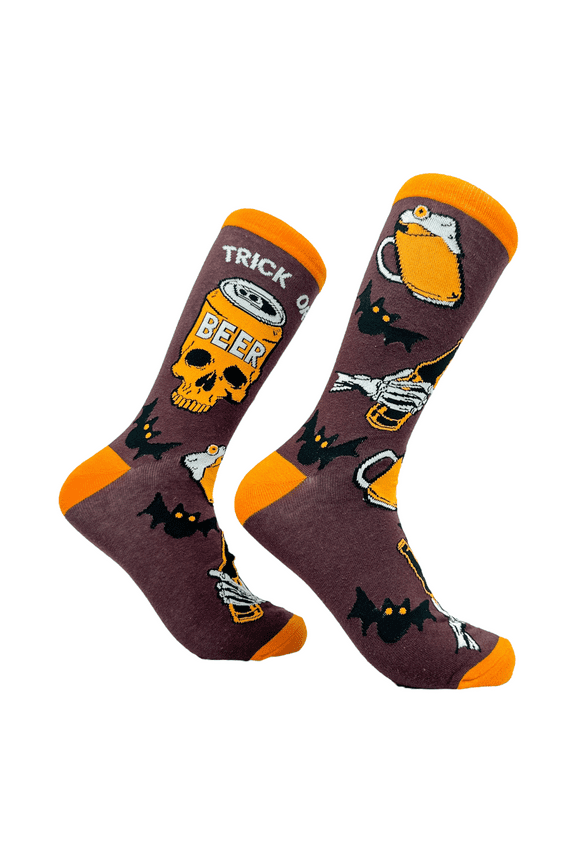 Men's Trick Or Beer Socks Funny Spooky Halloween Beer Drinking Lovers Footwear