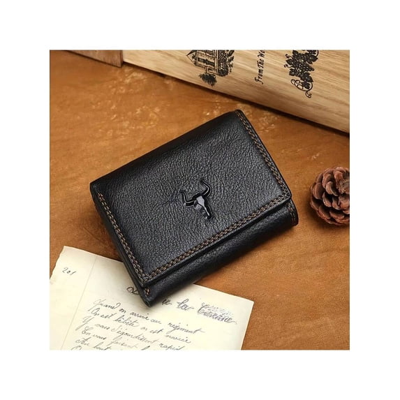 Men's Trifold Wallet Genuine Leather Credit Card Holder Wallet For Women Men,Small Front Pocket Wallet Male Purse Slim Tri-Fold Wallet Fathers Day Gifts Birthday And Valentine's Day Gift For Him Her
