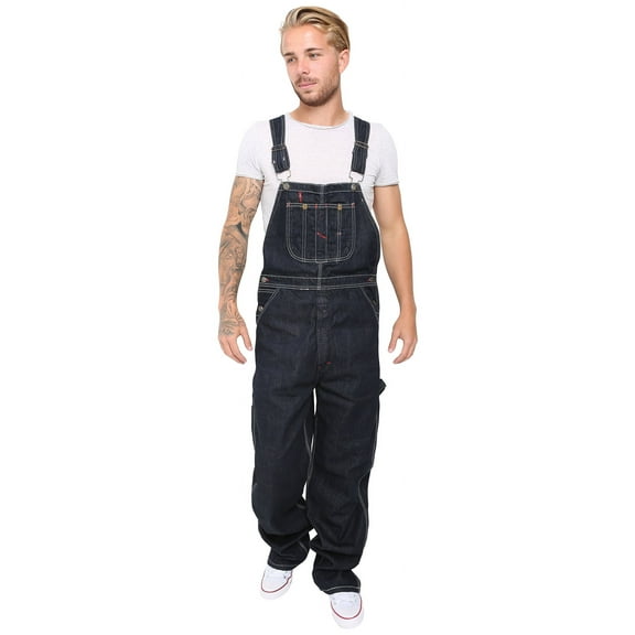 Men’s Triple-Stitched Denim Bib Overalls – Adjustable Workwear for Engineers, Painters & Casual Use | Durable & Comfortable DK Blue 30X30