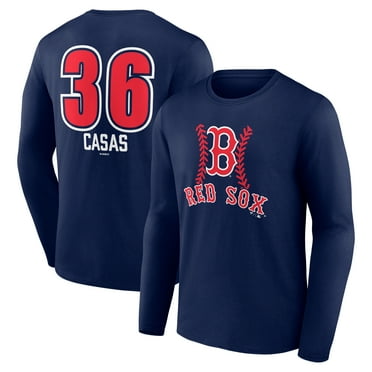 Men's Triston Casas Navy Boston Red Sox Fastball Player Name & Number Long Sleeve T-Shirt