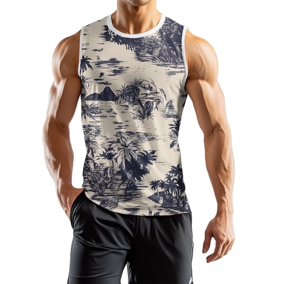 Men's Tropical Beach Tank Top Sleeveless Hawaiian Floral Print Lightweight Summer Casual Wear For Gym And Beach