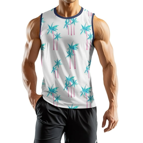 Men's Tropical Beach Tank Top Sleeveless Hawaiian Floral Print Lightweight Summer Casual Wear For Gym And Beach