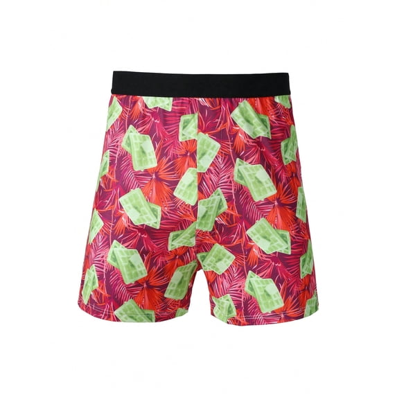 Men's Tropical Plant Print Trunks Underwear