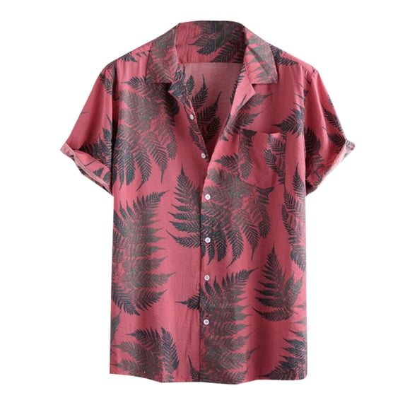 Men's Tropical Printed Button Down Shirt Casual Summer Short Sleeve Vacation Beach Hawaiian Shirts