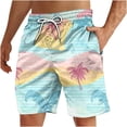thumbnail image 1 of Men's Tropical Printed Swim Trunks Quick Dry Loose Elastic Waist Drawstring Summer Sports Beach Shorts with Pockets, 1 of 3