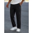 thumbnail image 1 of Men's  Trousers Elastic Waist Drawstring Straight Leg Loose Fit Full Length Pants with Pockets, 1 of 5