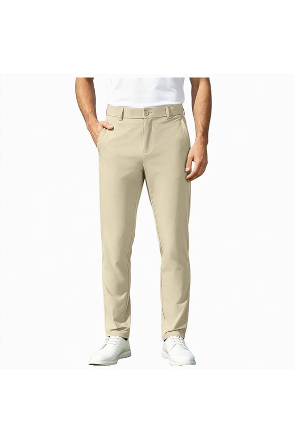 Men's Trousers Men Casual Solid Color Elastic Work Pants for Daily Wear Khaki,27
