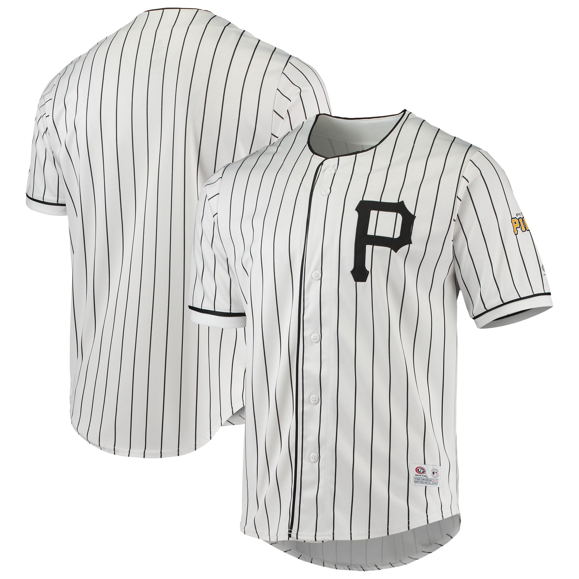 Men's True-Fan White/Black Pittsburgh Pirates Pinstripe Jersey 