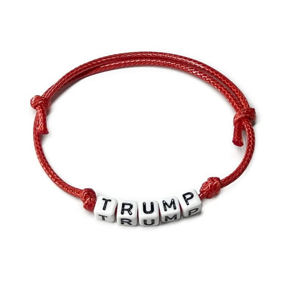 Men's Trump Bracelet - Adjustable Red Black Cord Letter Beads, Political Jewelry