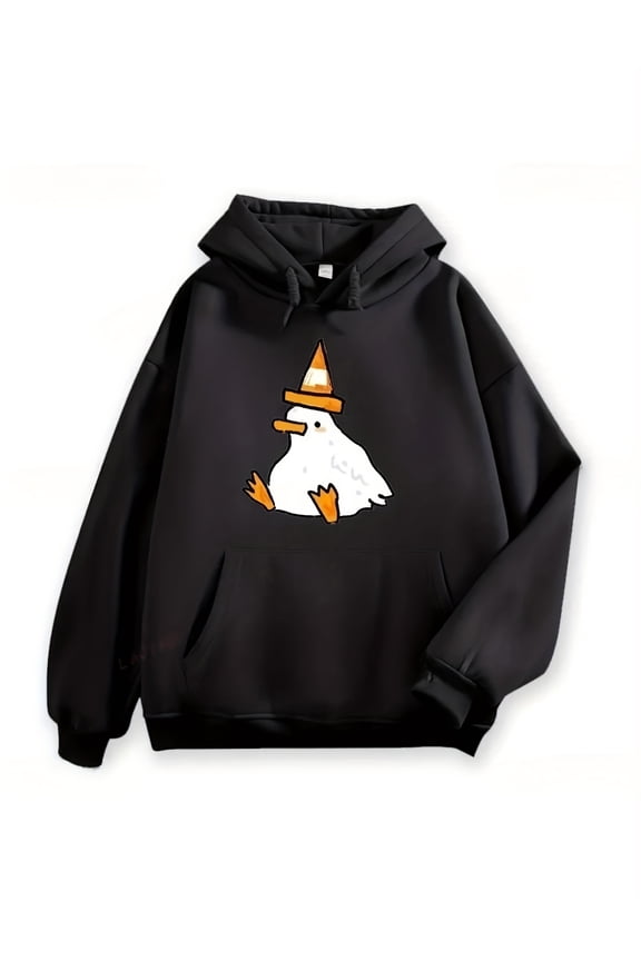 Men's Trumpet Goose & Duck Print Hoodie - Retro Hip-Hop Harajuku Streetwear Sweatshirt with Goose/Goose/Goose Design, Machine Washable Digital Sublimation  Jacket for Casual Wear (Stock Available)