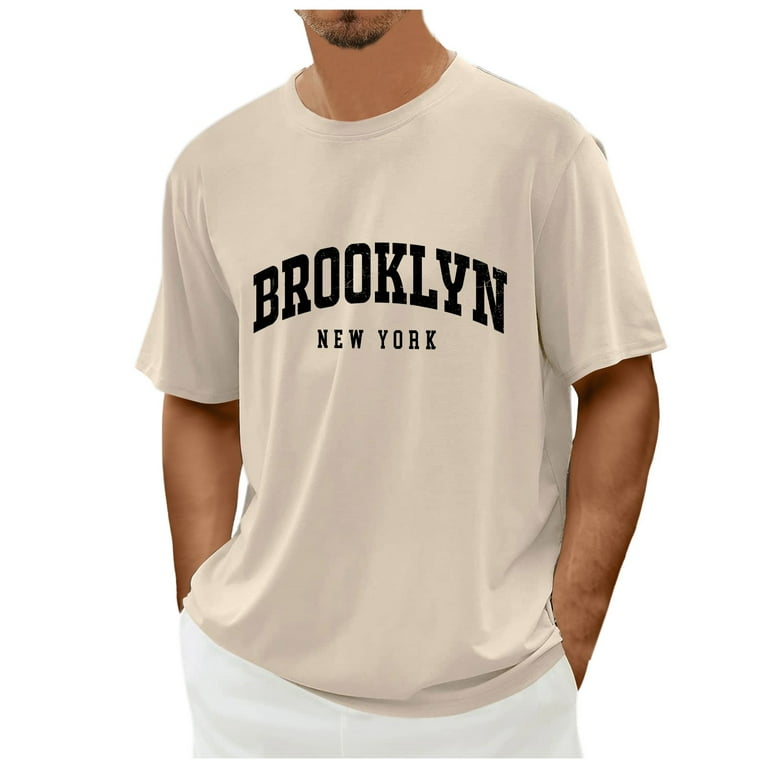 Men s Tshirts Oversize Brooklyn New York Printed Short Sleeve Crew Neck T Shirt Summer Casual Tee Tops Walmart