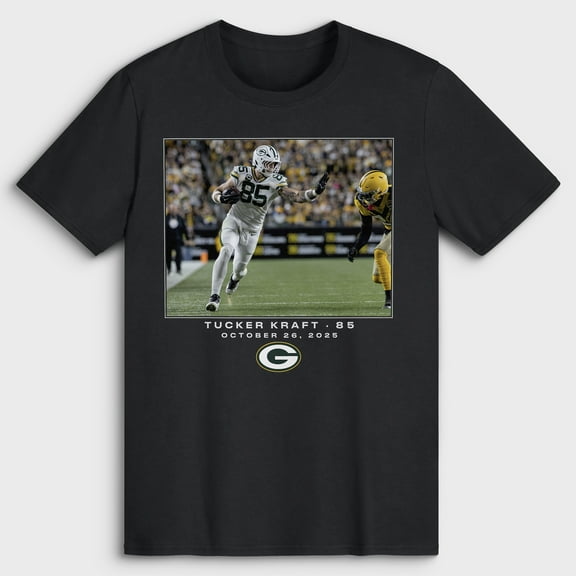 Men's Tucker Kraft Black Green Bay Packers NFL Flash Features Week 8 T-Shirt