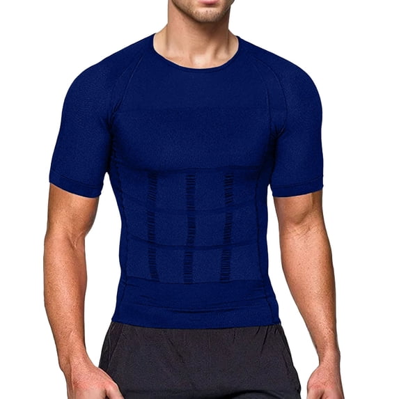 Men's Tummy Control Shirt â Compression Top in S-3XL, Short Sleeve Belly Shapewear Undershirt, Invisible Body Shaper for Men