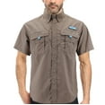 thumbnail image 1 of Men’s Tuna Waterproof Quick Dry UPF 50+ Nylon Short Sleeve Fishing Button Shirt (Khaki, S), 1 of 5