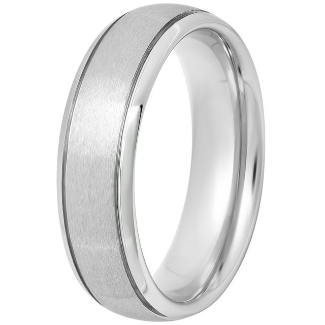 Men's Tungsten 6MM Grooved Satin Wedding Band - Men's Ring