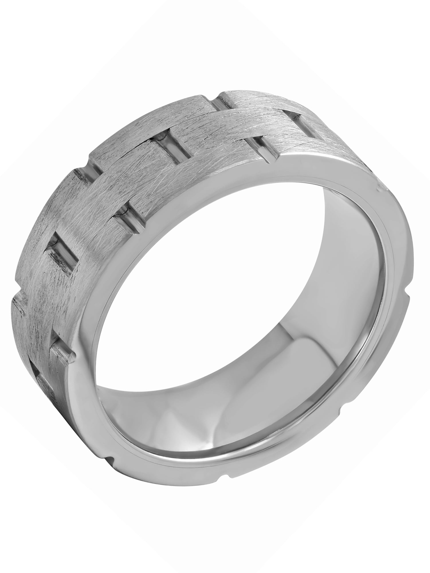Men's Tungsten 8MM Brick Pattern Wedding Band - Mens Ring