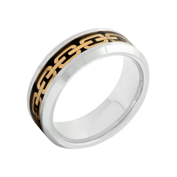 Men's Tungsten 8MM Chain Link Inlay Wedding Band Mens Ring