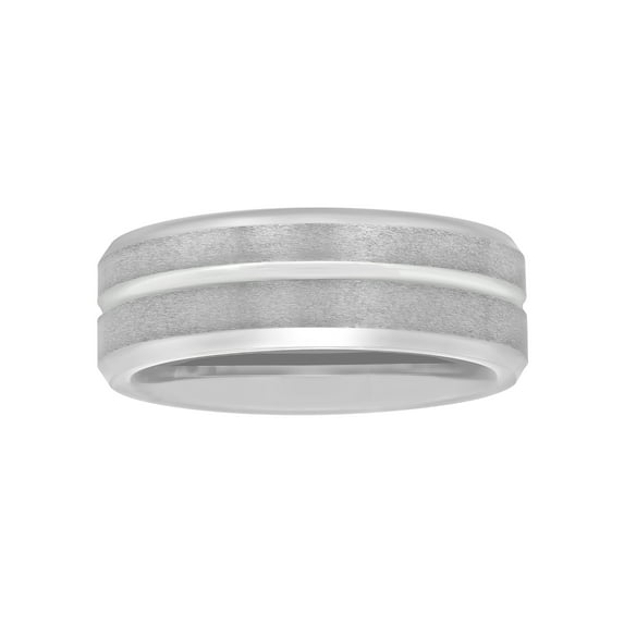 Men's Tungsten 8MM Grooved Comfort Fit Wedding Band by Brilliance Fine Jewelry - Mens Ring