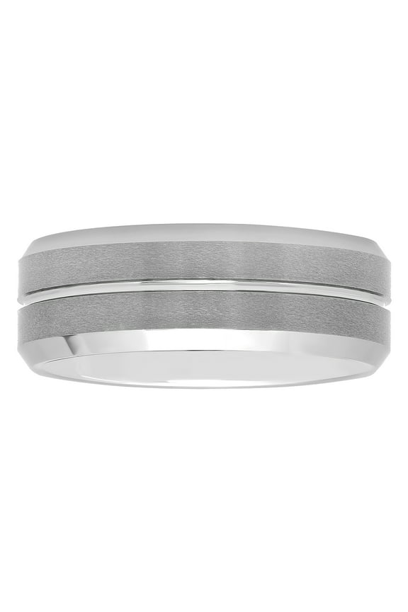 Men's Tungsten 8MM Grooved Comfort Fit Wedding Band by Brilliance Fine Jewelry - Mens Ring