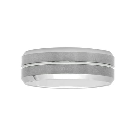 Men's Tungsten 8MM Grooved Comfort Fit Wedding Band by Brilliance Fine Jewelry - Mens Ring