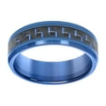 thumbnail image 1 of Men's Tungsten Black & Blue Two Tone Beveled Edge w/ Carbon Fiber Inlay Comfort Fit 8mm Wedding Band | Size 11.5, 1 of 1