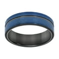 thumbnail image 1 of Men's Tungsten Blue & Black Two Tone Brushed Finish Grooved Comfort Fit 8mm Wedding Band | Size 8, 1 of 1