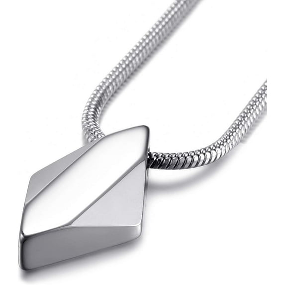 Men's Tungsten Carbide Pendant Necklace Geometric Tungsten Pendant with 22 Inches Stainless Steel Snake Chain